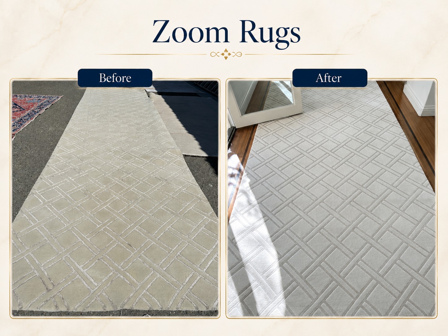 Before and After Grey Geometric Rug