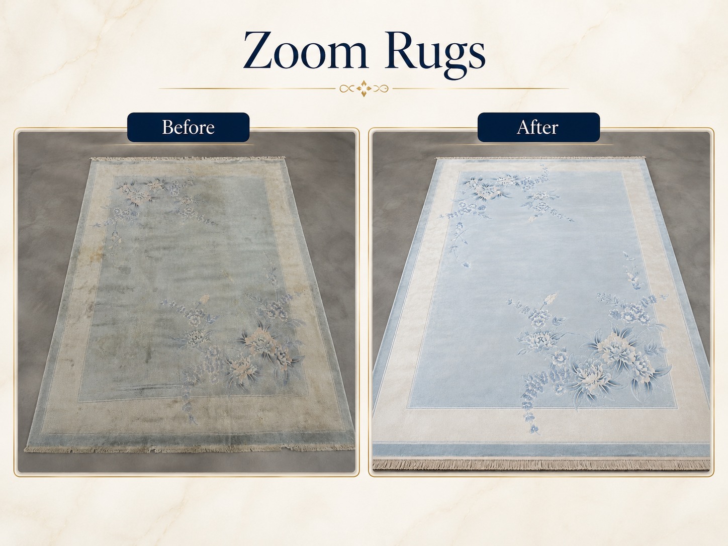 Before and After Light Blue Rug