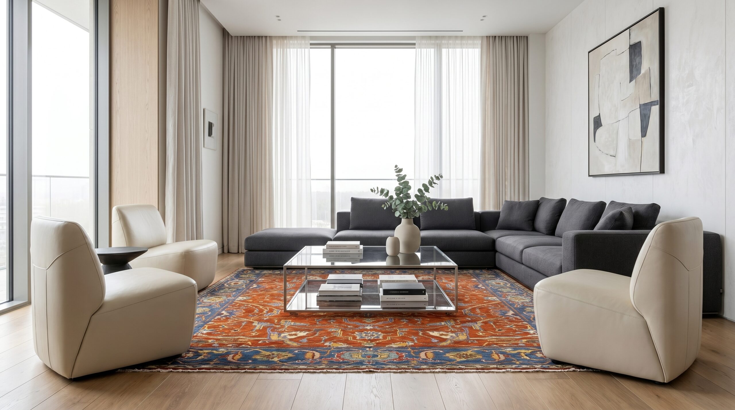 The Heritage Collection: Hand-Knotted Burnt Sienna & Indigo Traditional Rug