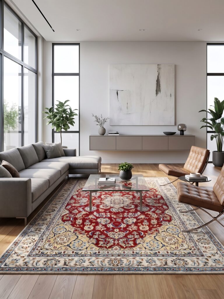 The Royal Isfahan Crimson & Ivory Heritage Area Rug