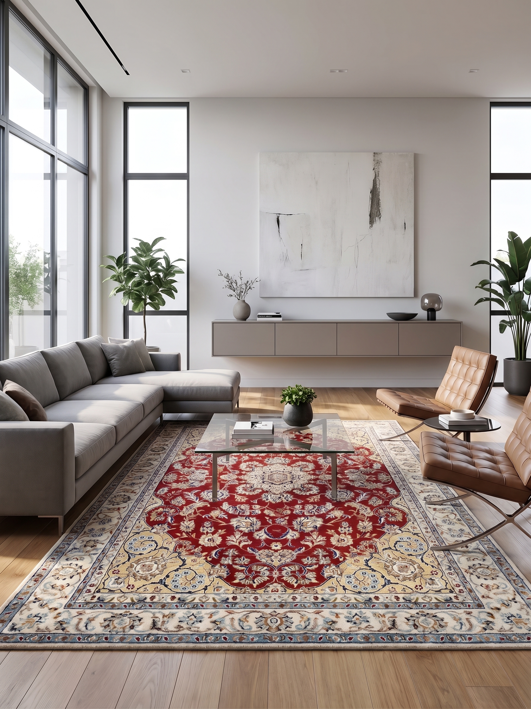 The Royal Isfahan Crimson & Ivory Heritage Area Rug