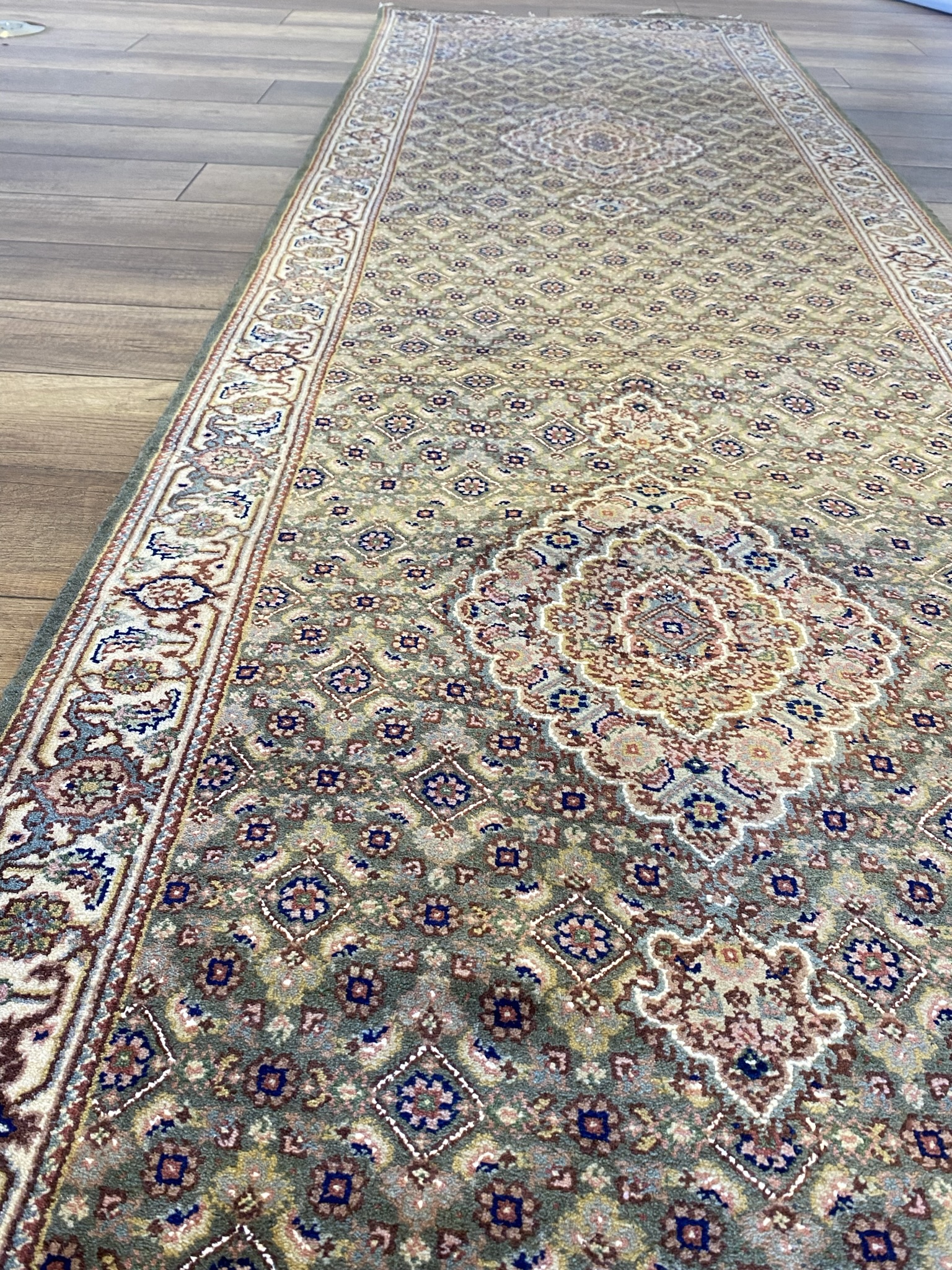 Heritage Sage & Rose Floral Medallion Hallway Runner