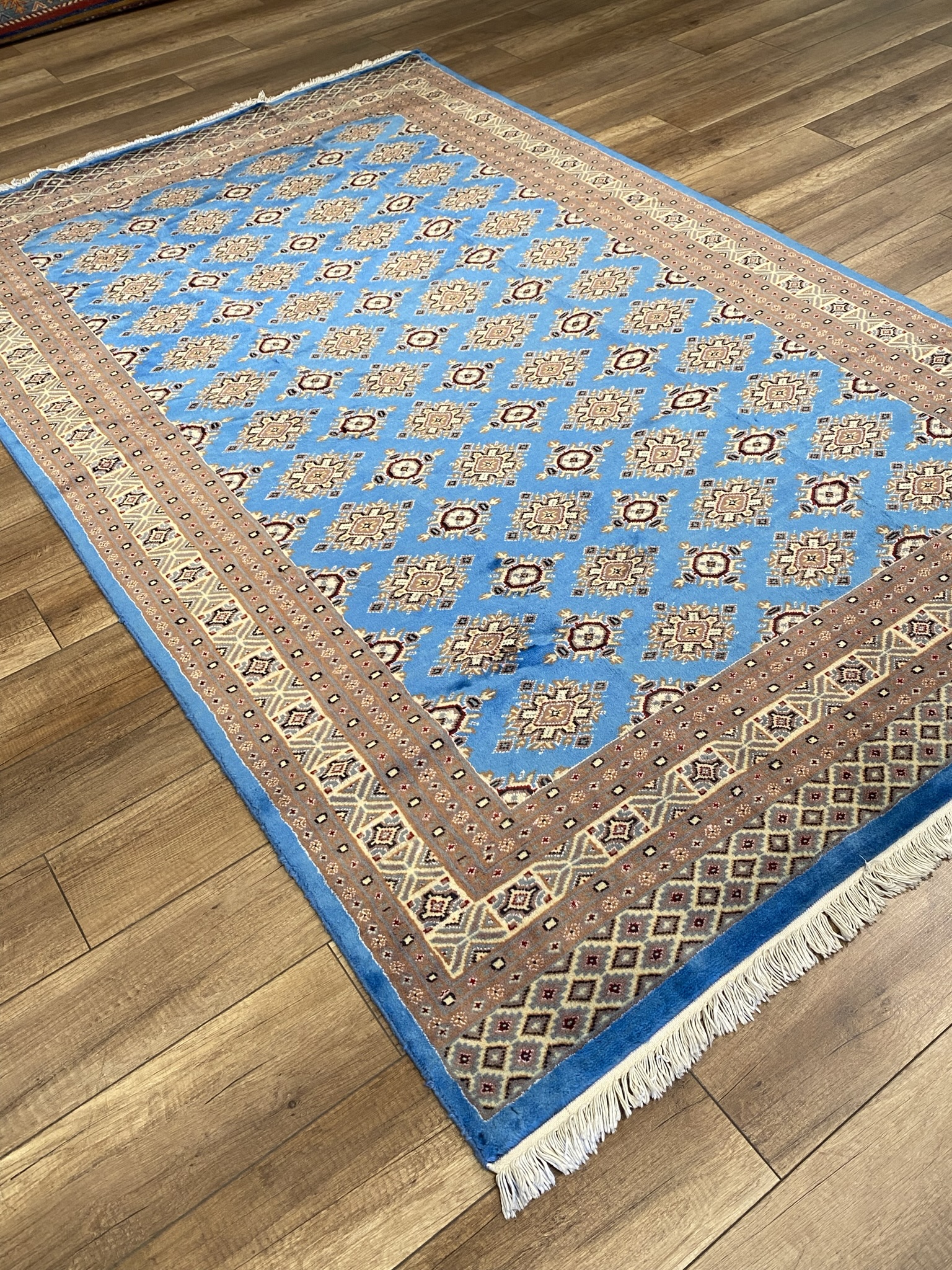 Azure Sky Traditional Geometric Tribal Rug