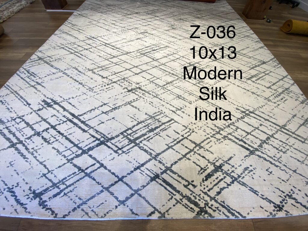 Linear Echo Modern Silk-Inlay Rug