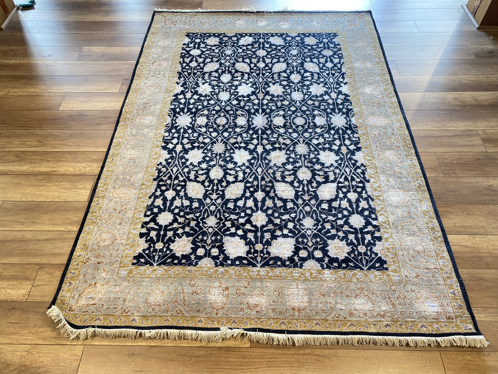 The Imperial Midnight Floral Scroll Rug