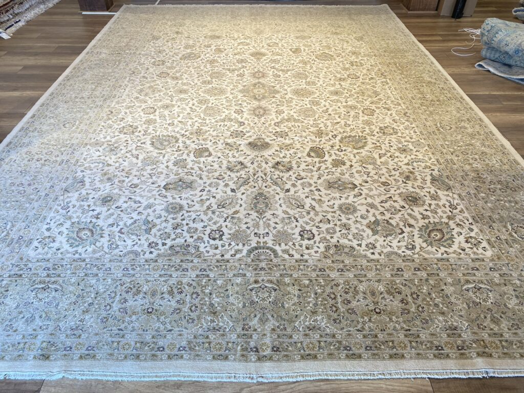 Grand Ivory & Olive Traditional Persian-Style Rug