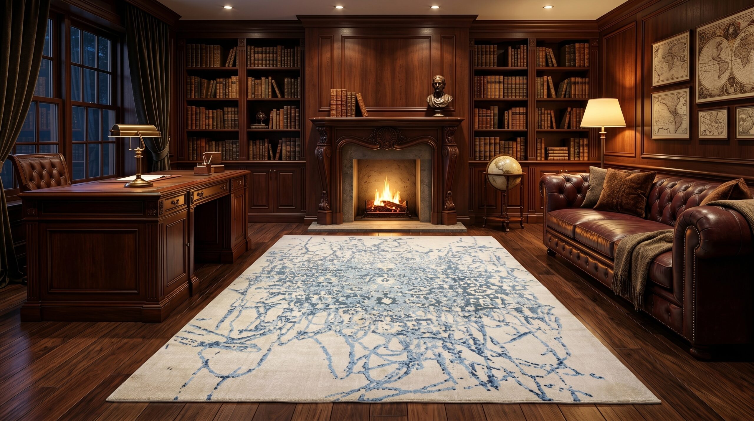 The Azure Nebula: Abstract Deconstructed Medallion Hand-Knotted Rug - Image 4