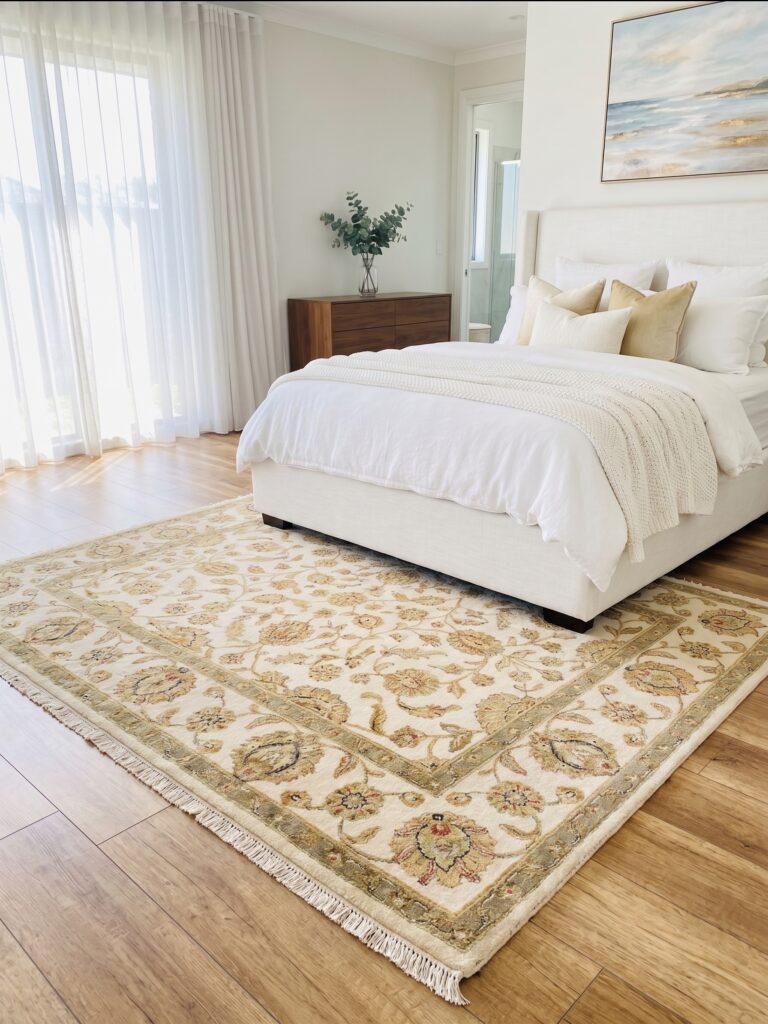 Golden Flora Hand-Tufted Wool Area Rug Mockup
