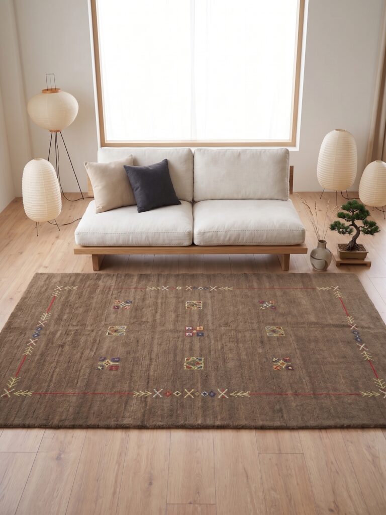 The Cerulean Vista Distressed Abstract Artisan Rug Mockup
