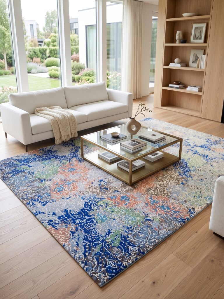 Kaleidoscope Heritage Abstract Hand-Knotted Wool Rug Mockup