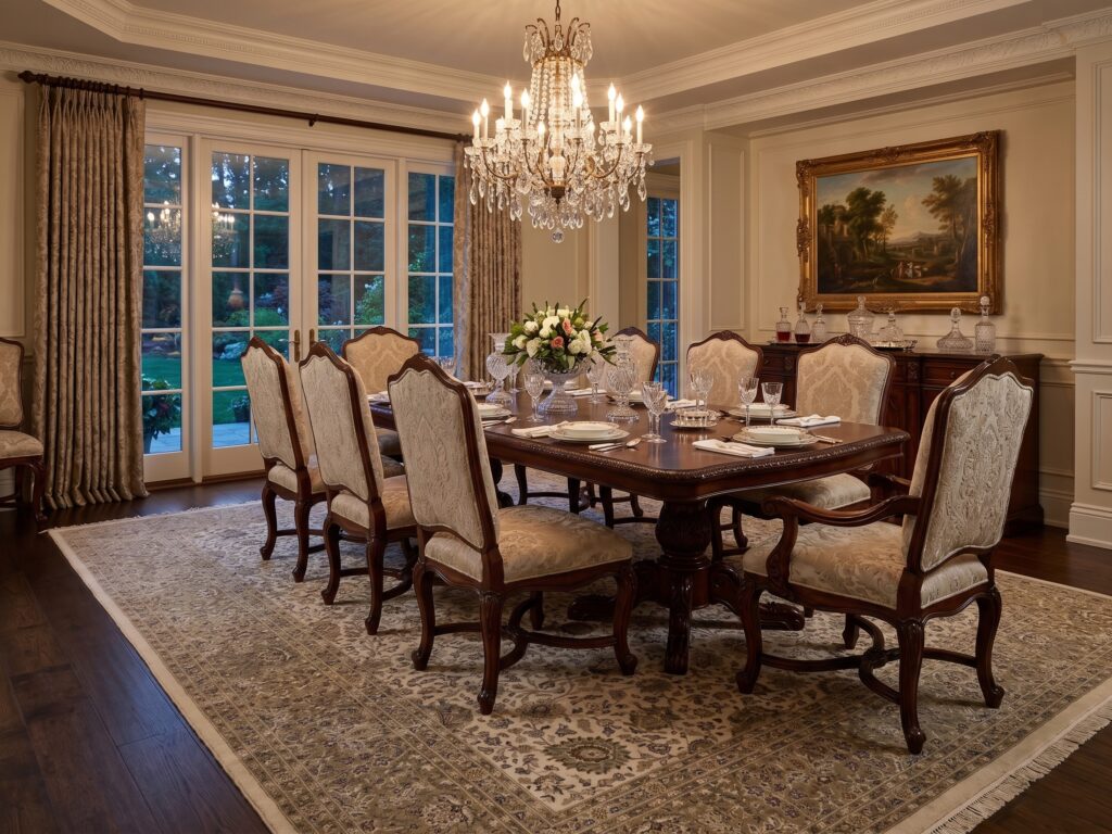 Grand Ivory & Olive Traditional Persian-Style Rug Mockup