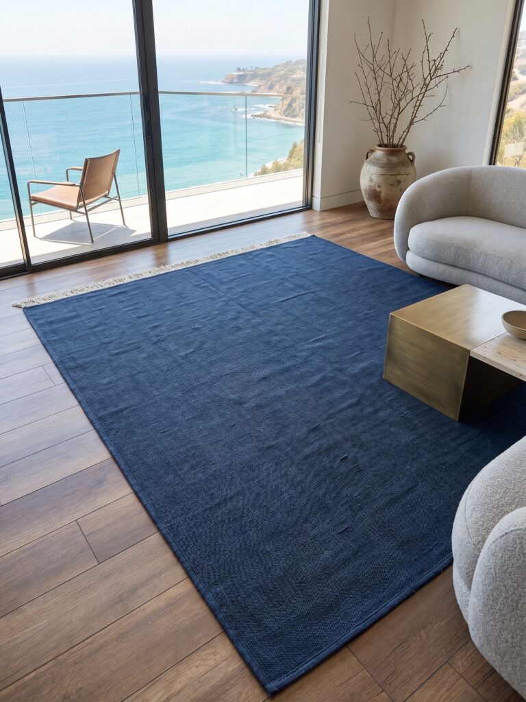 Midnight Indigo Contemporary Canvas Rug Mockup