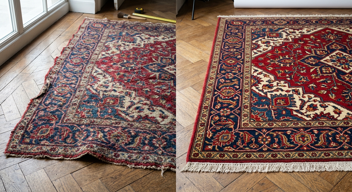 Persian rug damage from steam cleaning vs hand washing in Woodside CA