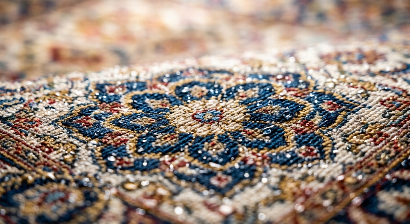 Close up of silk rug