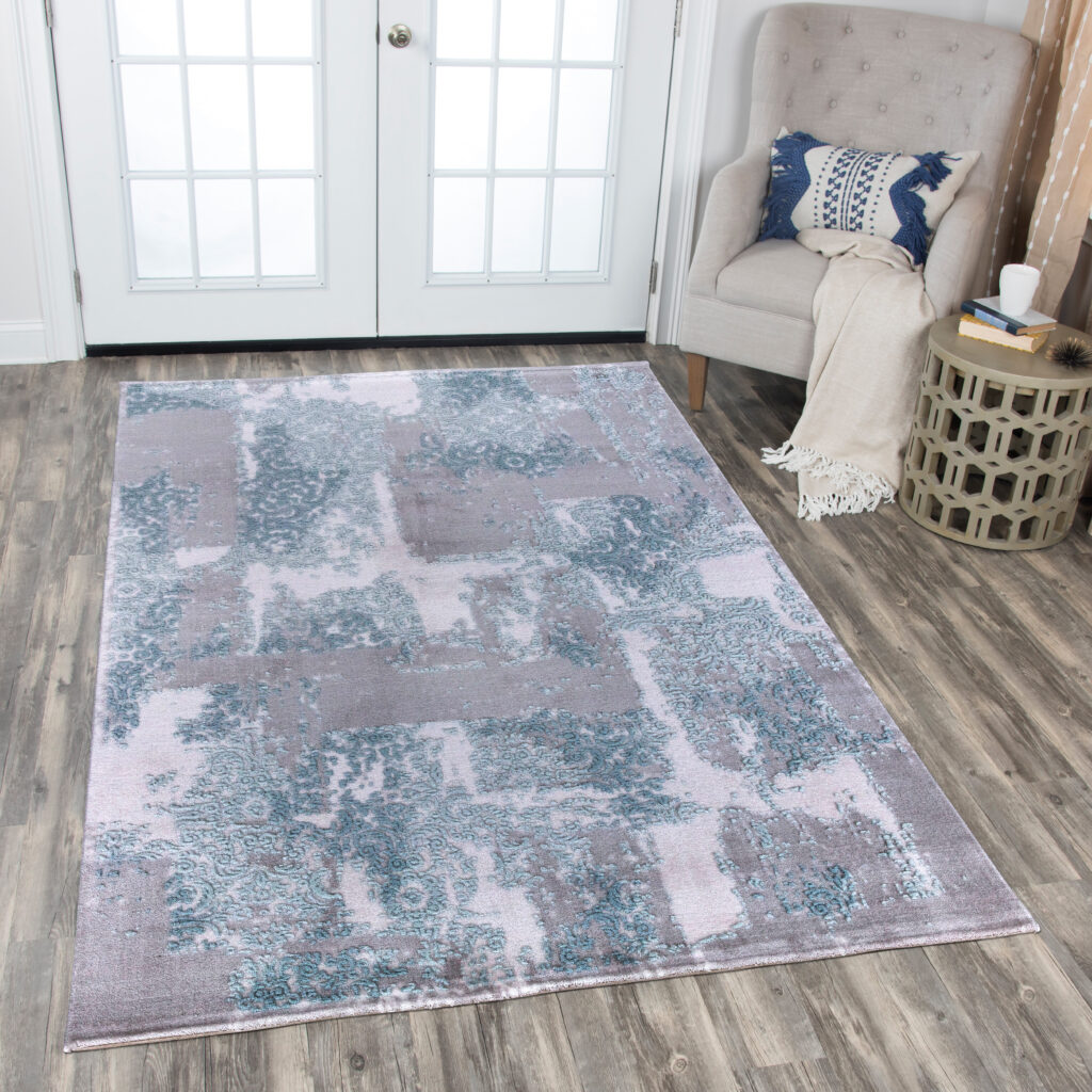 Pure Silk Nature Blue Rug – 9416A Mockup