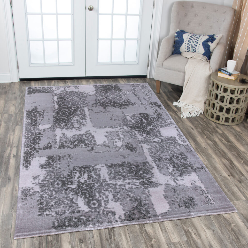 Pure Silk Nature Grey Rug – 9416A Mockup