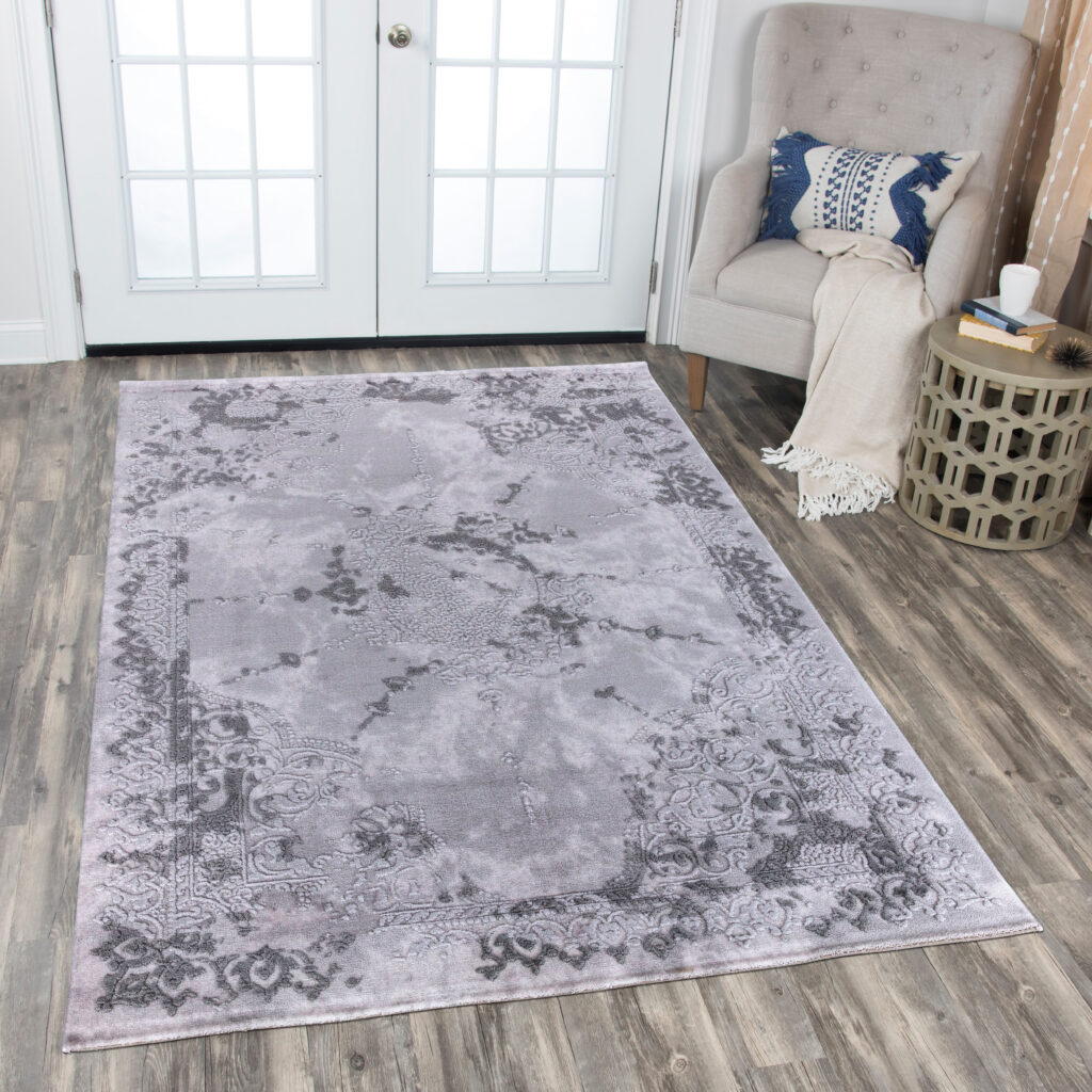 Pure Silk Nature Grey Rug – 9417A Mockup